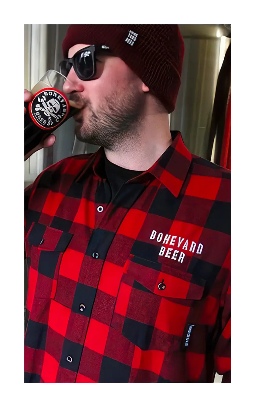 A photograph of the men's flannel shirt.